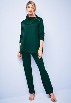 Ponte Split Neck 2-Piece Set