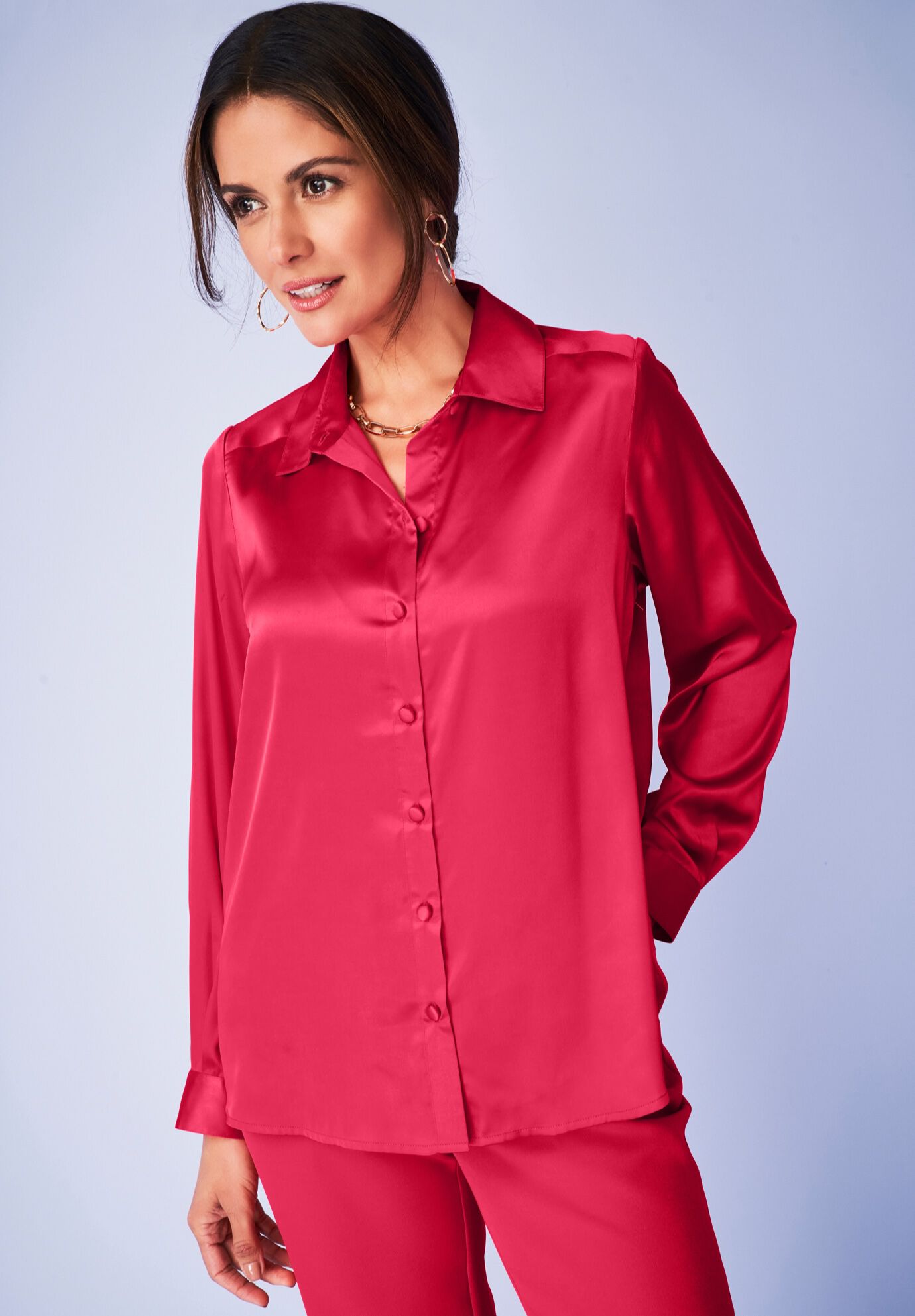 SATIN BOYFRIEND SHIRT, , alternate image number 4