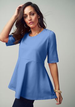 Stretch Cotton Peplum Tunic