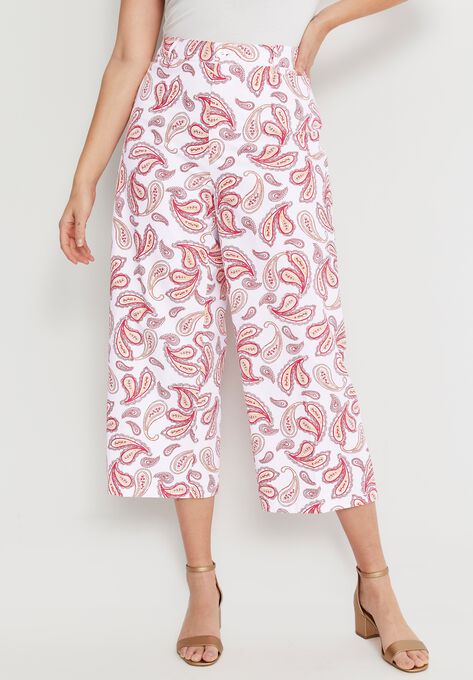 Wide-Leg Stretch Poplin Crop Pant, , alternate image number null