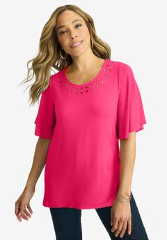 Cutout Flutter Sleeve Tunic