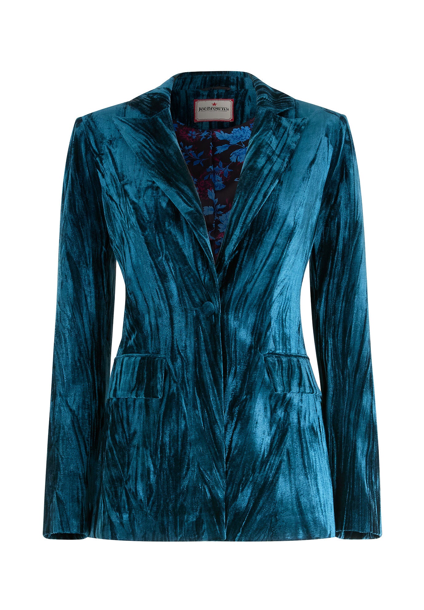Crinkle Velvet Blazer, TEAL, alternate image number 4