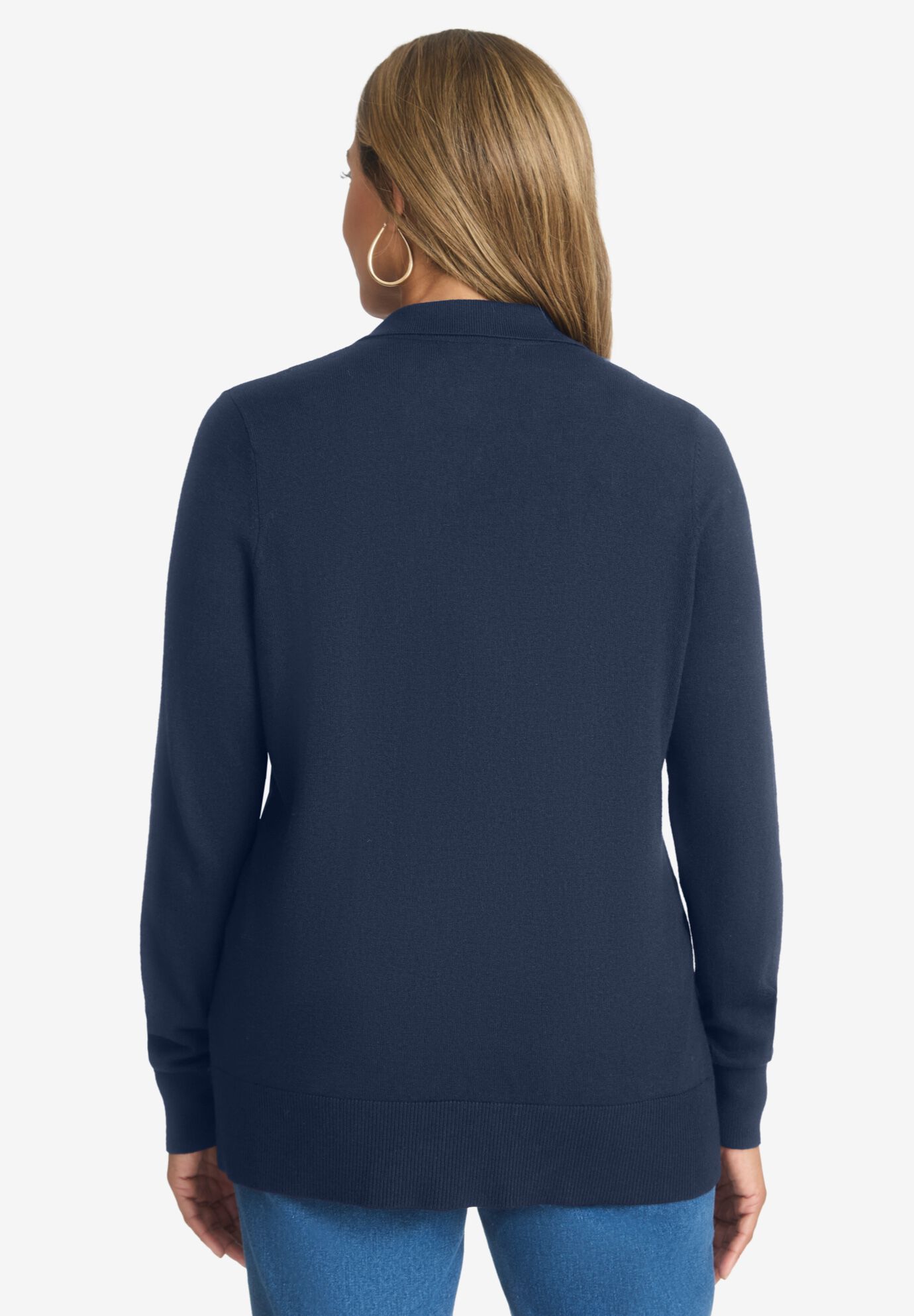 Cotton Cashmere Collared Cardigan, , on-hover image number 1
