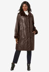 Fur-Trim Leather Swing Coat, CHOCOLATE, hi-res image number 0