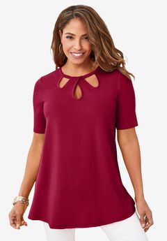 Stretch Knit Cutout Swing Tunic