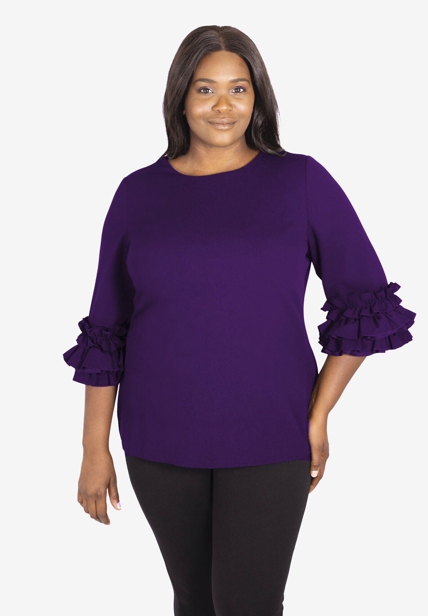 Ruffle Sleeve Sweater | Roaman's