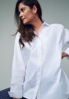Wrinkle-Free Stretch Cotton Oversized Shirt