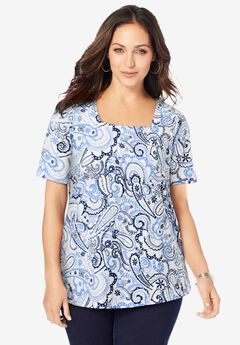 Stretch Cotton Square Neck Tee