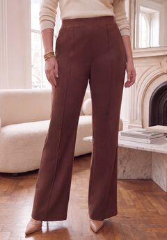 Stretch Faux Suede Flare Leg Pant