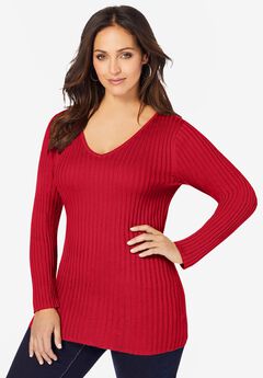 V-Neck Ribbed Sweater