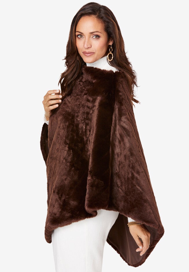 Faux Fur Poncho, , alternate image number 2