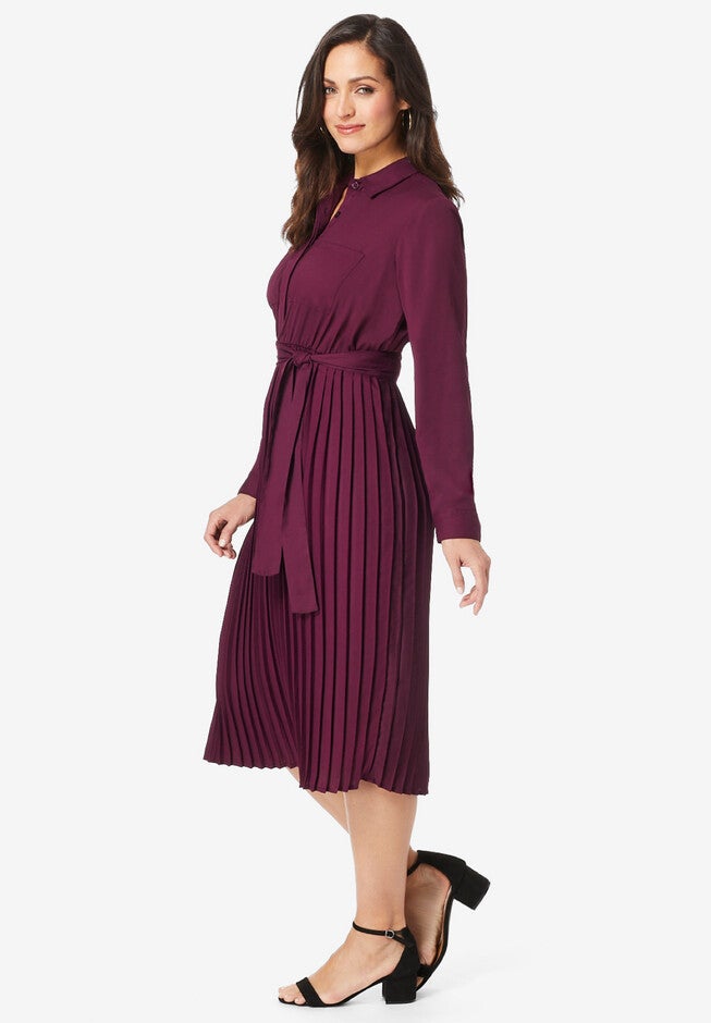 Pleated Shirt Dress, , alternate image number 2