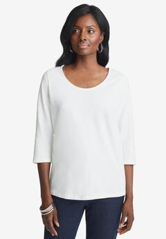 Stretch Cotton Scoop Neck Tee