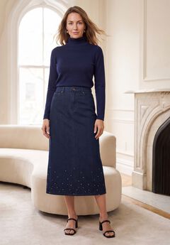 Classic Cotton Denim Midi Skirt