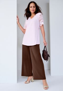 Stretch Knit Wide Leg Pant
