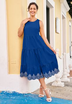 Sleeveless Eyelet Poplin Dress