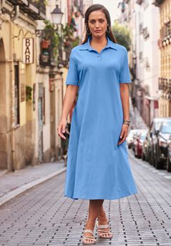 Notch Neck Midi Dress