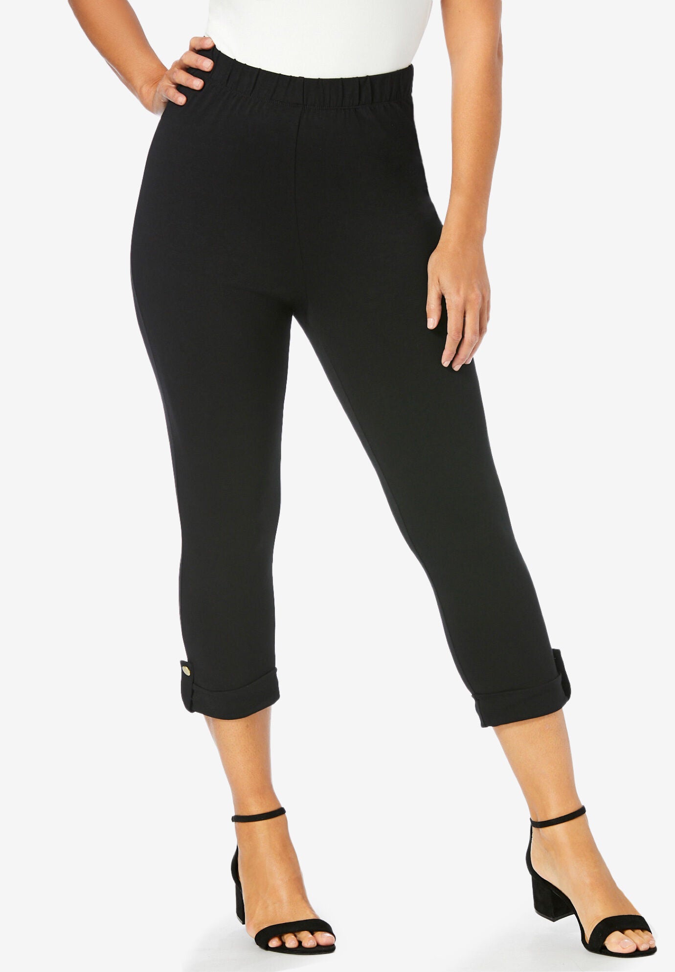 Roaman's Women's Plus Size Petite Plus Size Comfort Stretch Capri