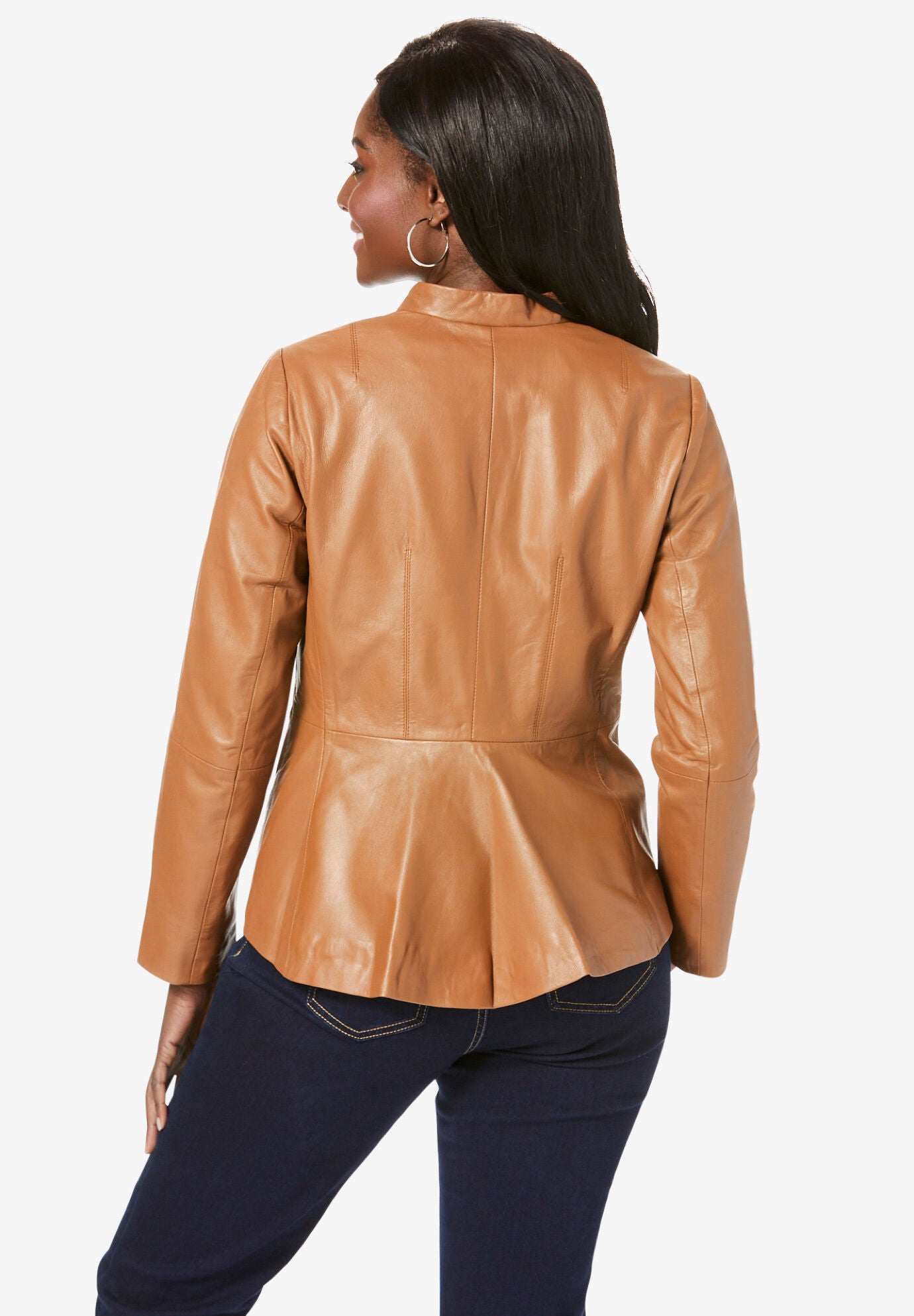Leather Peplum Jacket, , on-hover image number 1