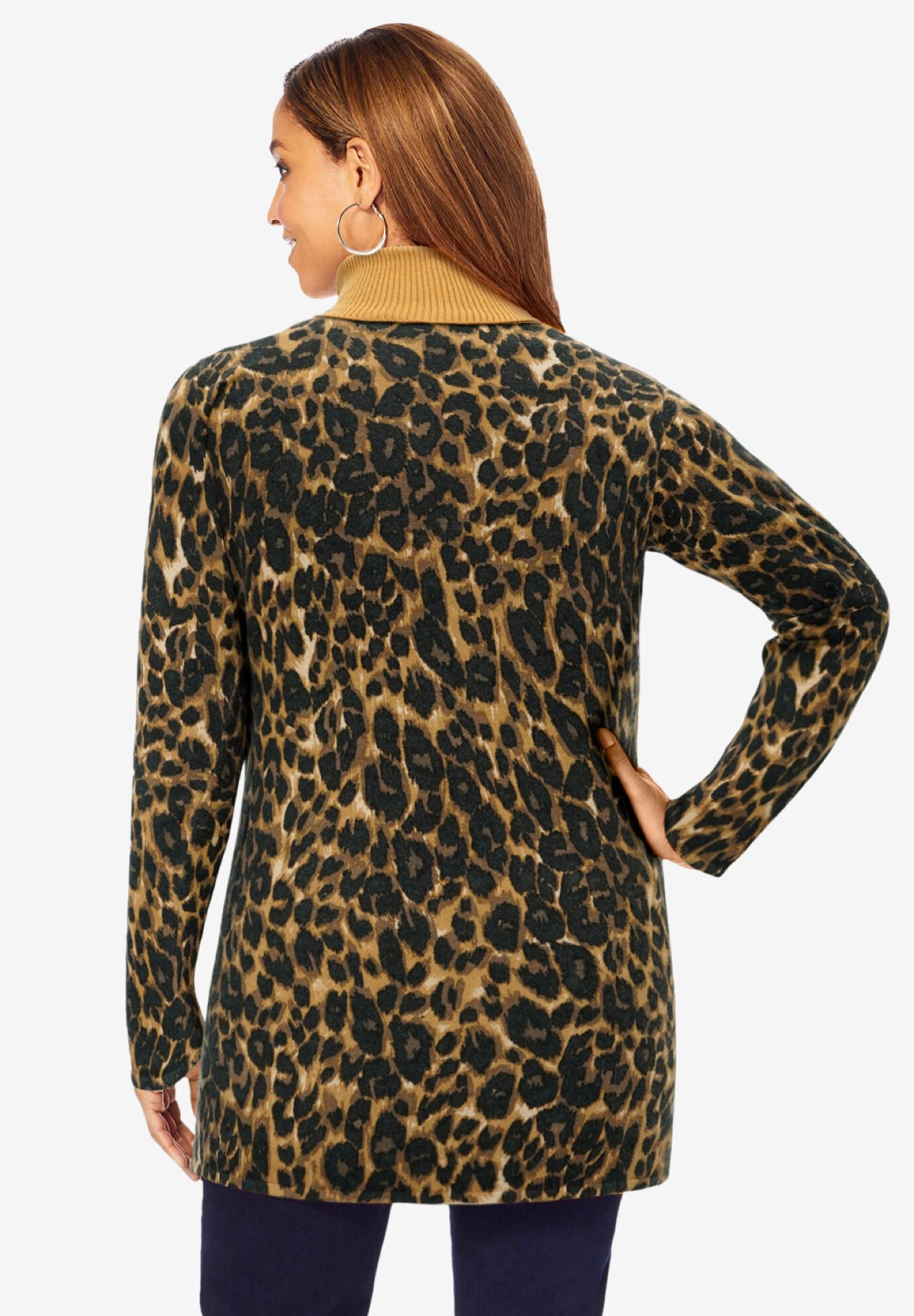 Cotton Cashmere Turtleneck, CHARCOAL, alternate image number 2