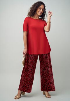 Stretch Knit Boatneck Swing Tunic