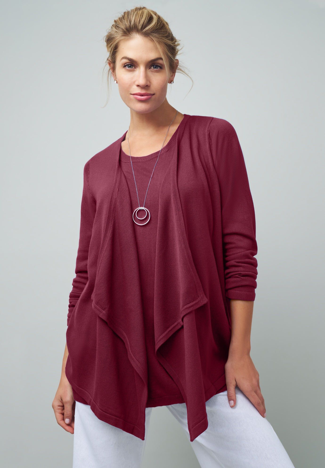 Flyaway Cardigan, MERLOT, hi-res image number 0