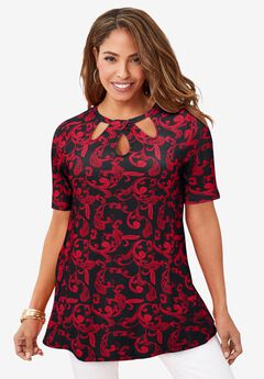 Stretch Knit Cutout Swing Tunic