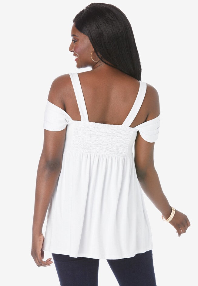 Cold Shoulder Pleat Tunic, , on-hover image number 1