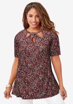 Stretch Knit Cutout Swing Tunic