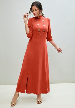 Mockneck Slit Maxi Dress