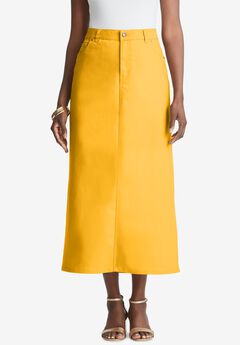 True Fit Stretch Denim Midi Skirt