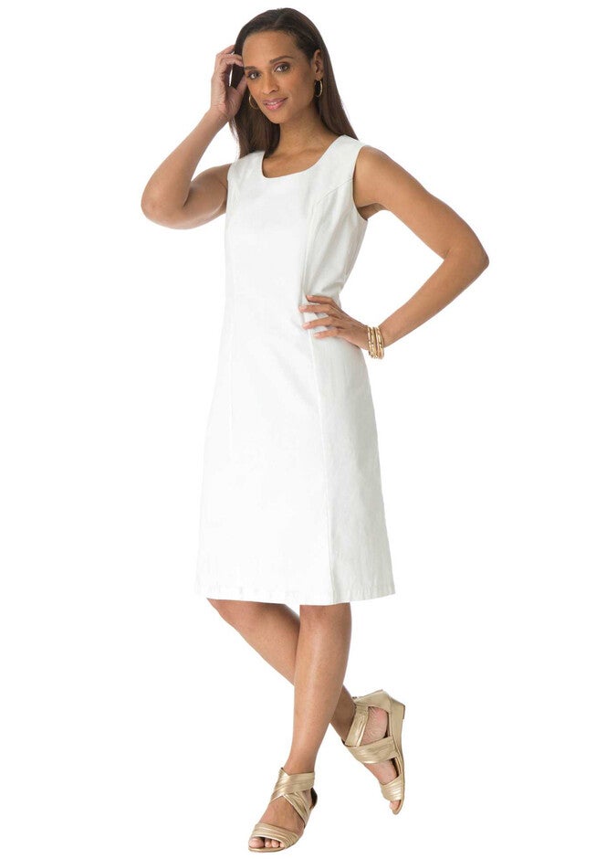 Cotton Denim Sheath, WHITE, hi-res image number 0