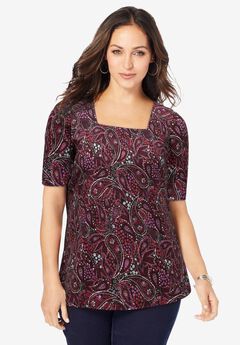 Stretch Cotton Square Neck Tee