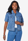 Short Sleeve Denim Jacket, MEDIUM STONEWASH, hi-res image number null