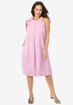 Denim Tie-Neck Dress