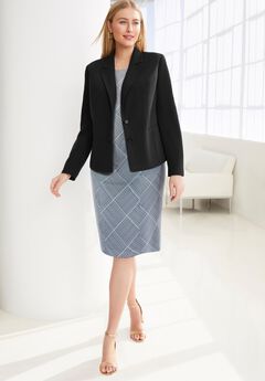 2-Piece Stretch Crepe Single-Breasted Jacket Dress