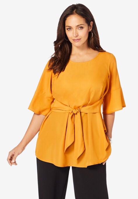 Tie-Front Tunic, RICH GOLD, hi-res image number null