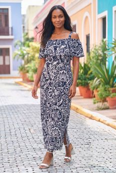 Cold Shoulder A-Line Maxi Dress