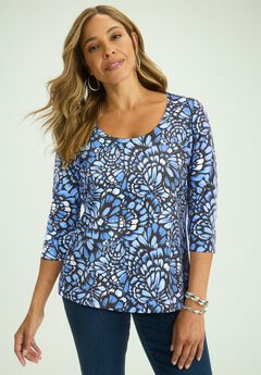 Stretch Cotton Scoop Neck Tee