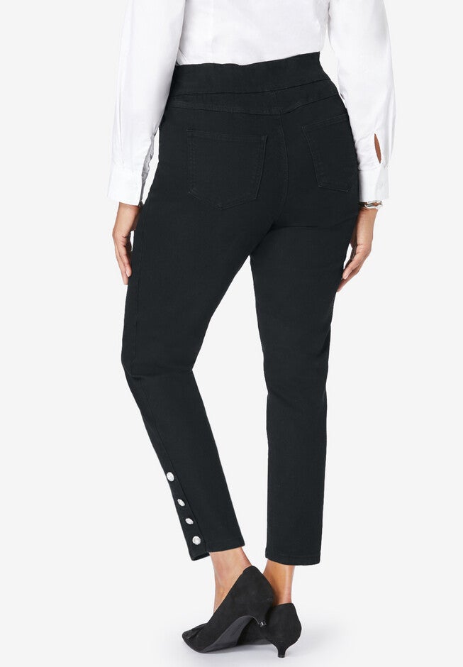 Comfort Waist Stretch Denim Side Button Ankle Jean, , on-hover image number null