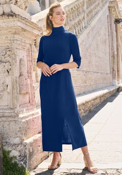 Mockneck Slit Maxi Dress
