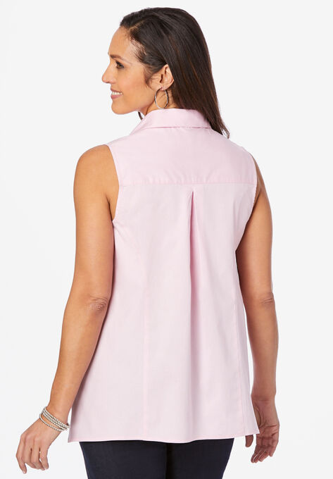 Poplin Button-Front Blouse, , on-hover image number null