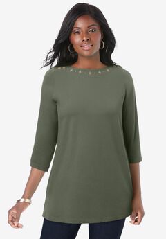 Stretch Cotton Boatneck Tunic
