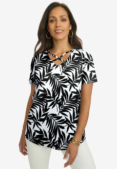 Stretch Cotton Crisscross Strap Tee