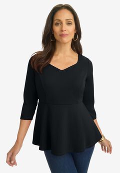 Knit Crepe Sweetheart Neck Top