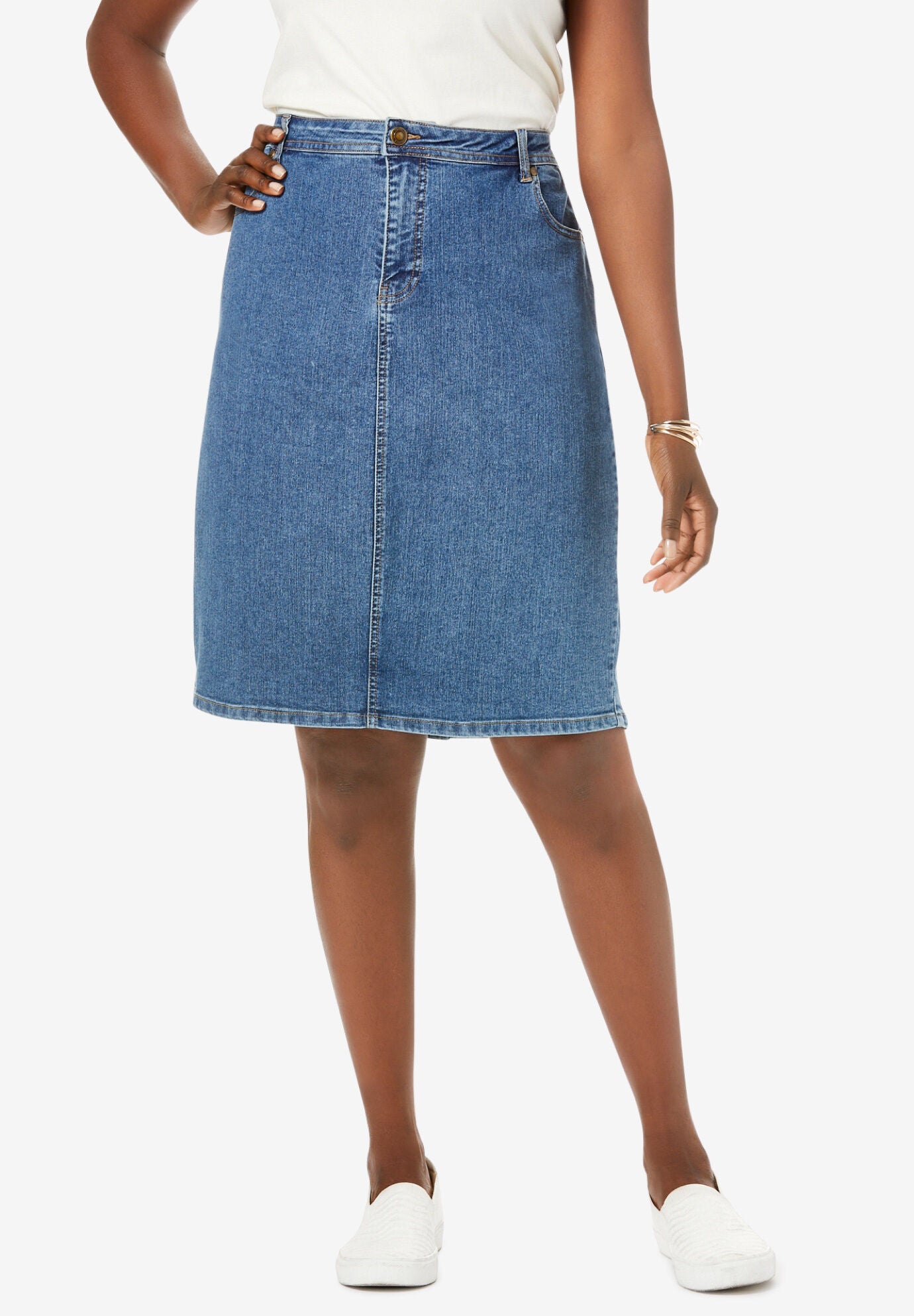 Roamans denim discount skirts