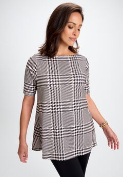 Stretch Knit Boatneck Swing Tunic