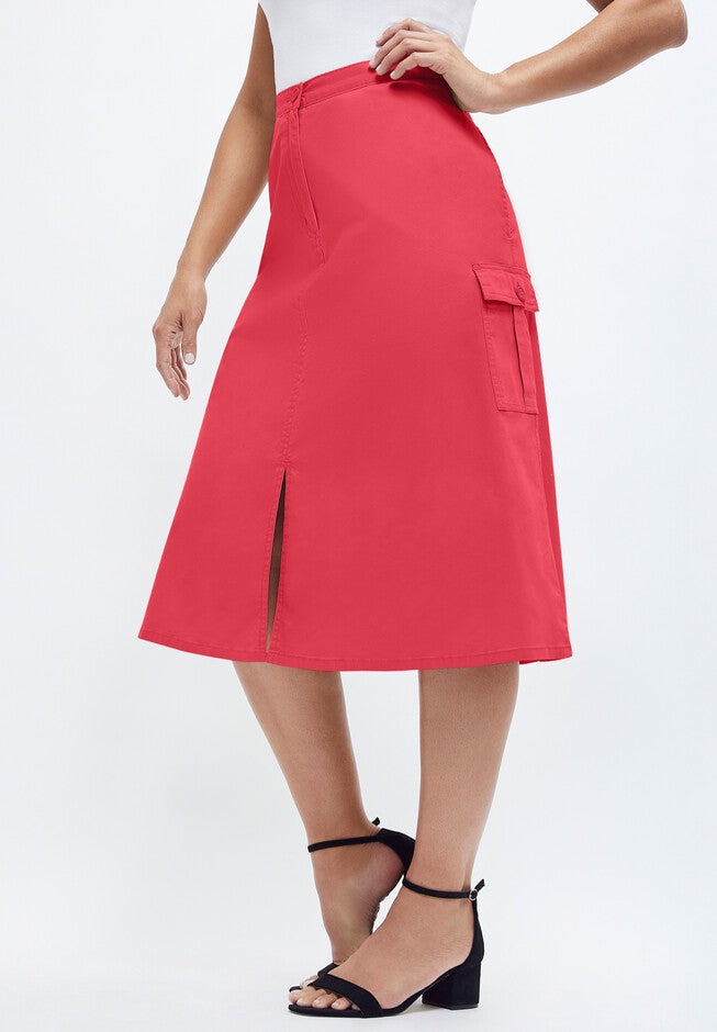 Stretch Cotton Chino Utility Skirt, , alternate image number null