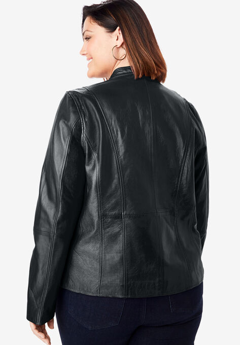 Zip Front Leather Jacket | Roaman's