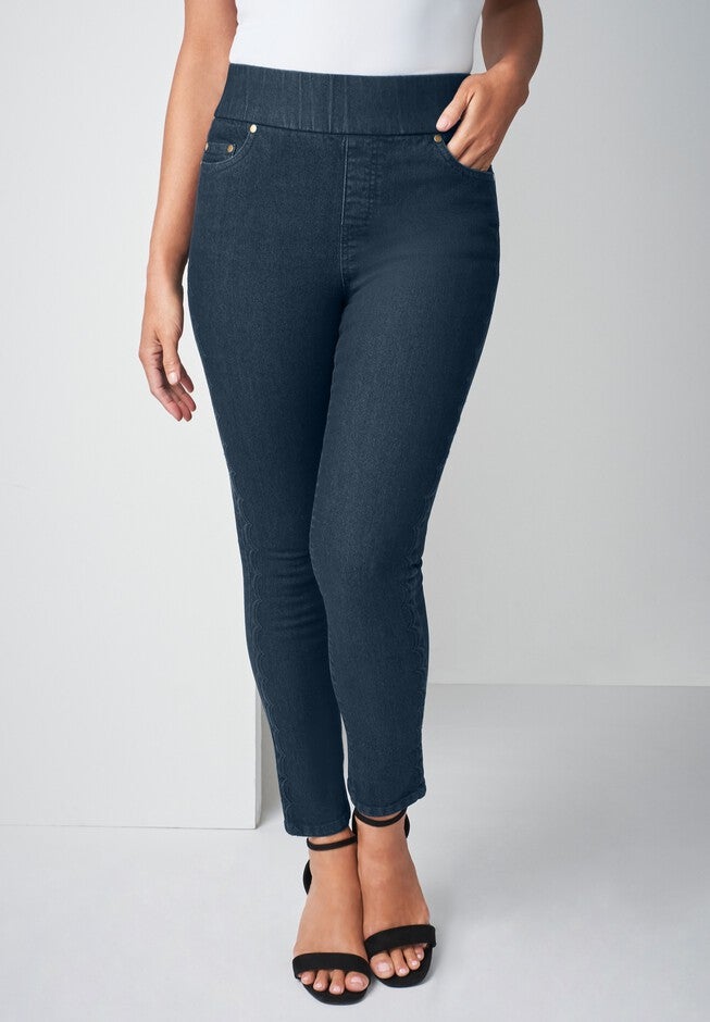 Scalloped Crop Jean, INDIGO, hi-res image number null